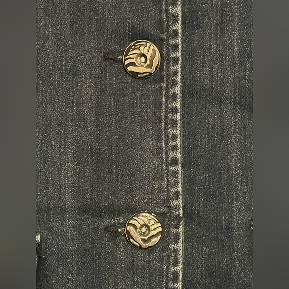 Dana Buchman Dark Blue Denim Women’s Button Up Jean Jacket Zebra Detail Size 14 - Picture 5 of 16